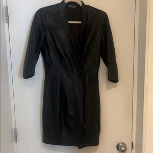 Vintage A/X Armani Exchange Black Leather Wrap Mini Dress